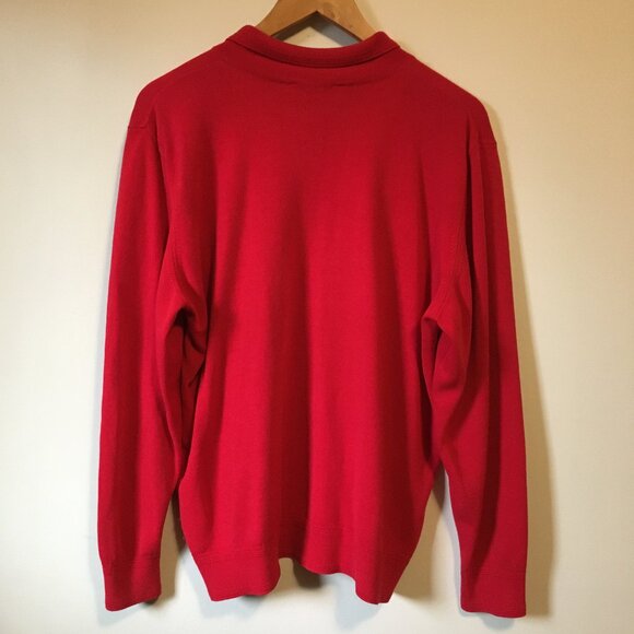 Vintage Candy Apple Red Knit Double Breasted Academic Sweater - Picture 2 of 12